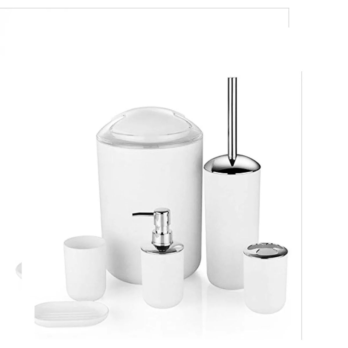 CARIBEE - Set De Baño 6 Accesorios Organizadoras Elegante Blanco