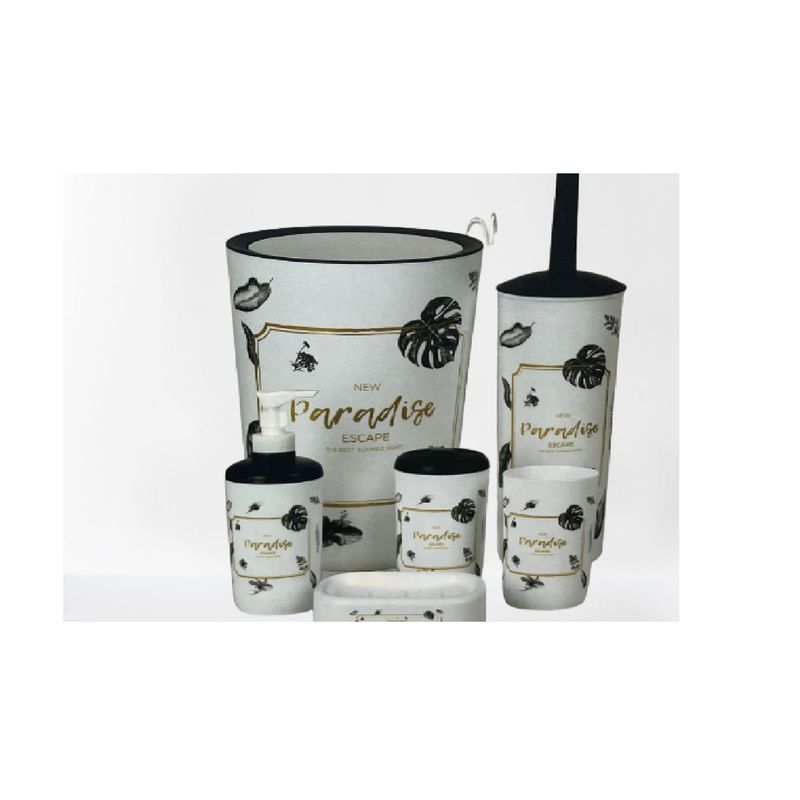 CARIBEE - Set De Baño 6 Accesorios Organizadoras Elegante Diseño Hojas
