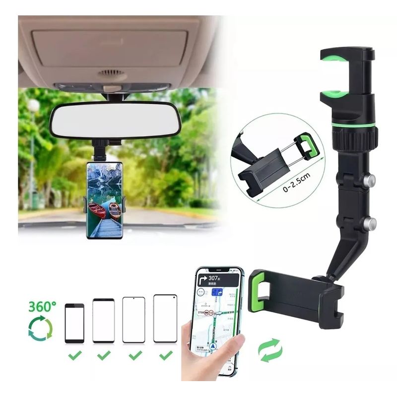 KUANGYE - Soporte Para Teléfono Con Espejo Retrovisor De 360°