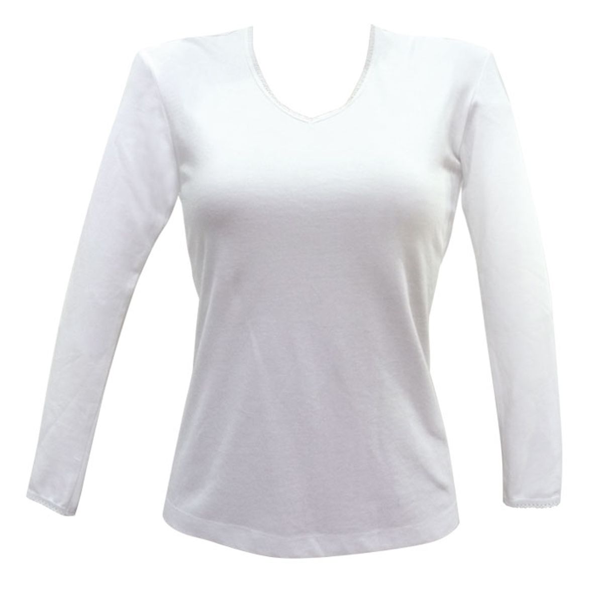 TAIS - Camiseta Cuello V Manga Larga Blanco Tais