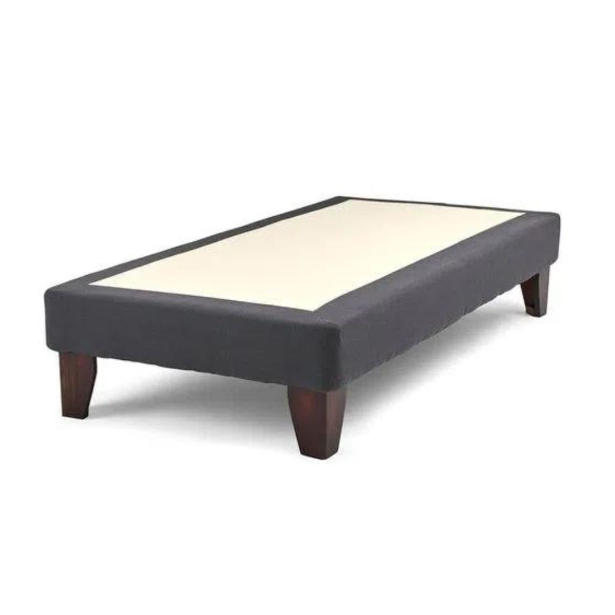 DULCES SUEÑOS - Base De Cama Europea Gris Grafito Lino 1.5 Plaza 105X200