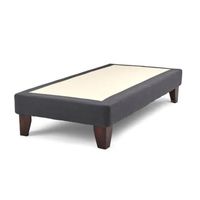 Base De Cama Europea Gris Grafito Lino 1 Plaza 90X190