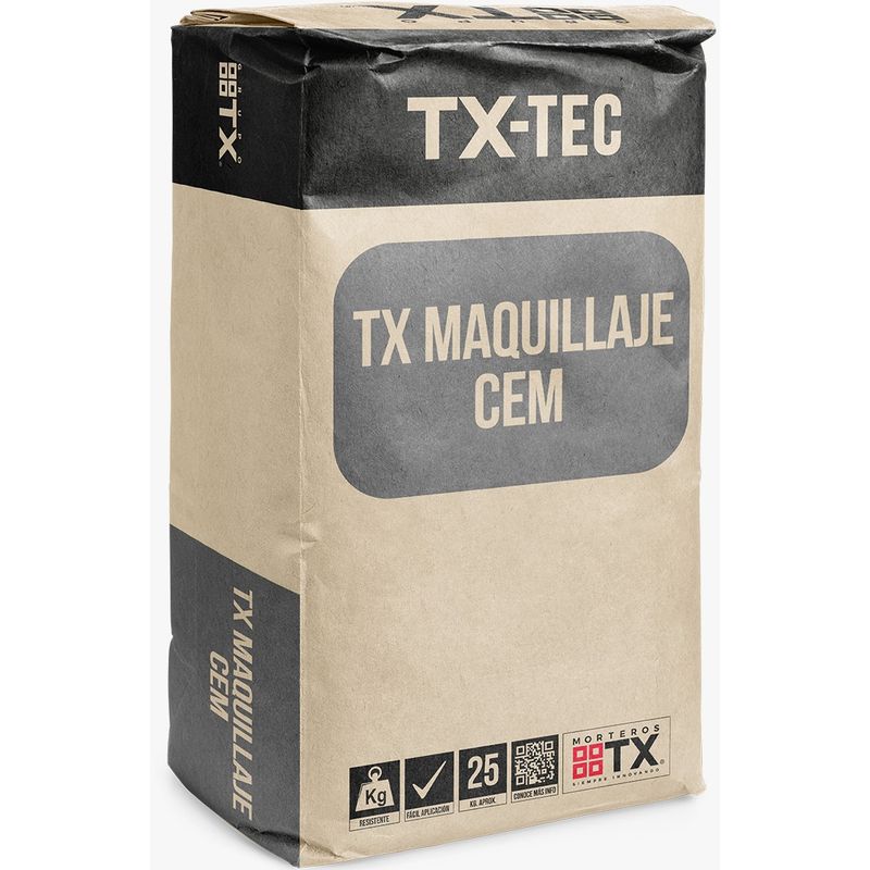 TX - Tx Maquillaje Cem - Mortero Para Irregularidades, Saco 20 Kg