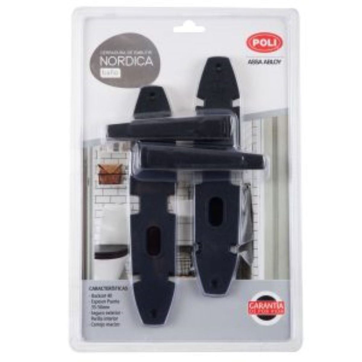 POLI - Cerradura Embutida Nórdica Oval B40 Baño Negro