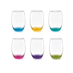 CRISTAR - 6 Vasos Vidrio Altos Mikonos Full Color 460ml