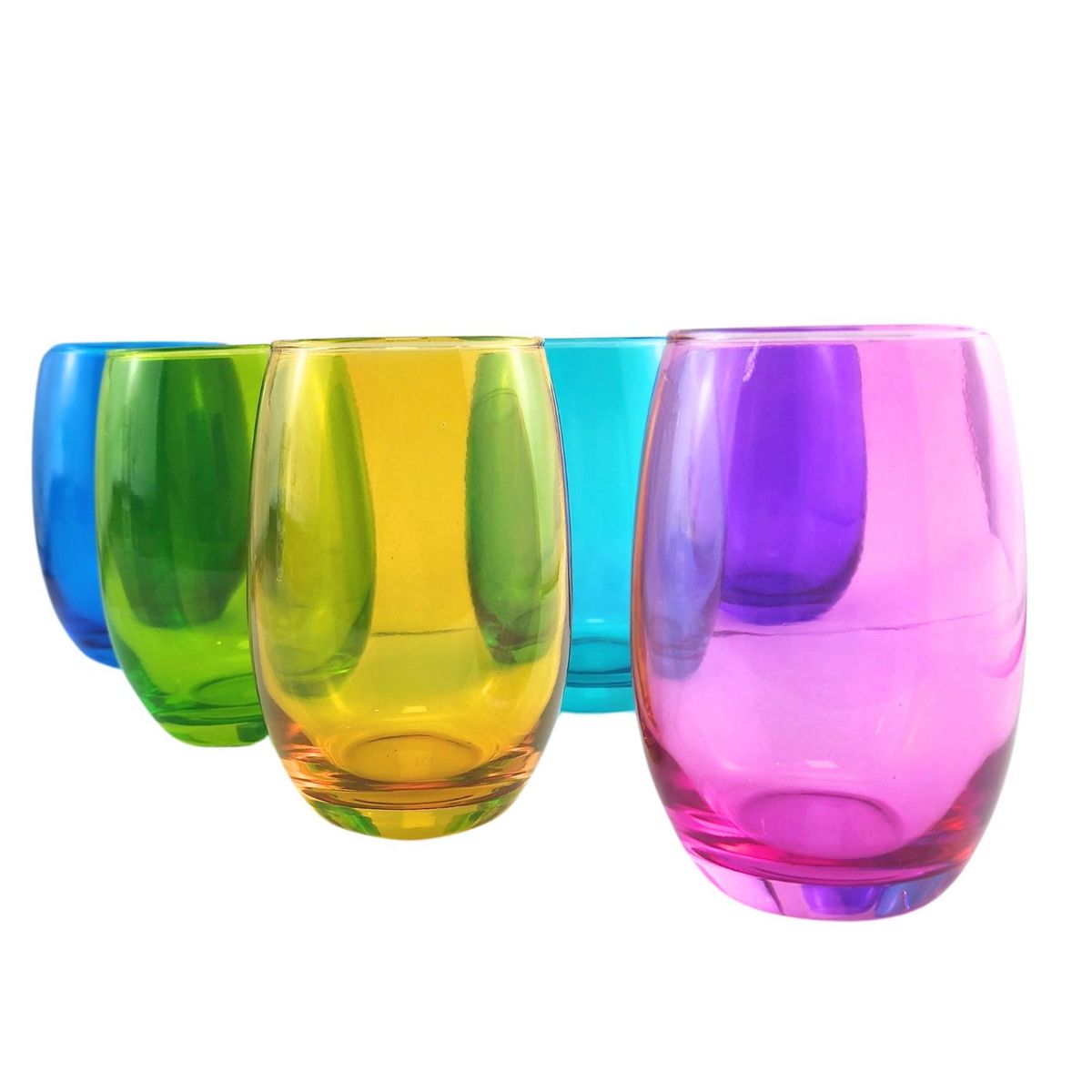 CRISTAR - 6 Vasos Vidrio Altos Mikonos Full Color 460ml Cristar.