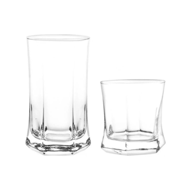 CRISTAR - Set 12 Vasos Altos Bajos Vivaldi Vidrio Tragos Bebidas Cristar