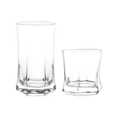 CRISTAR - Set 12 Vasos Altos Bajos Vivaldi Vidrio Tragos Bebidas