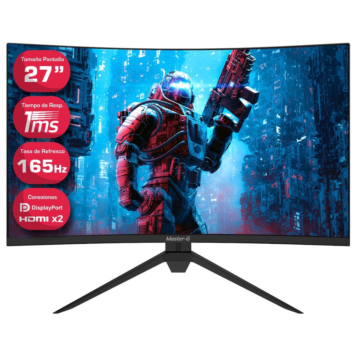 MASTER G - Monitor Gamer Curvo Led  27" Full HD 165Hz 1Ms