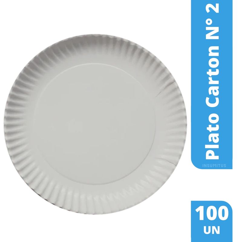 GENERICO - Plato Carton N° 2  100 unidades / Plato Desechable 18cm