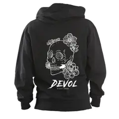 DEVOL COMPANY - Polerón Gnarly Flowers Negro Devol Logo Tropical