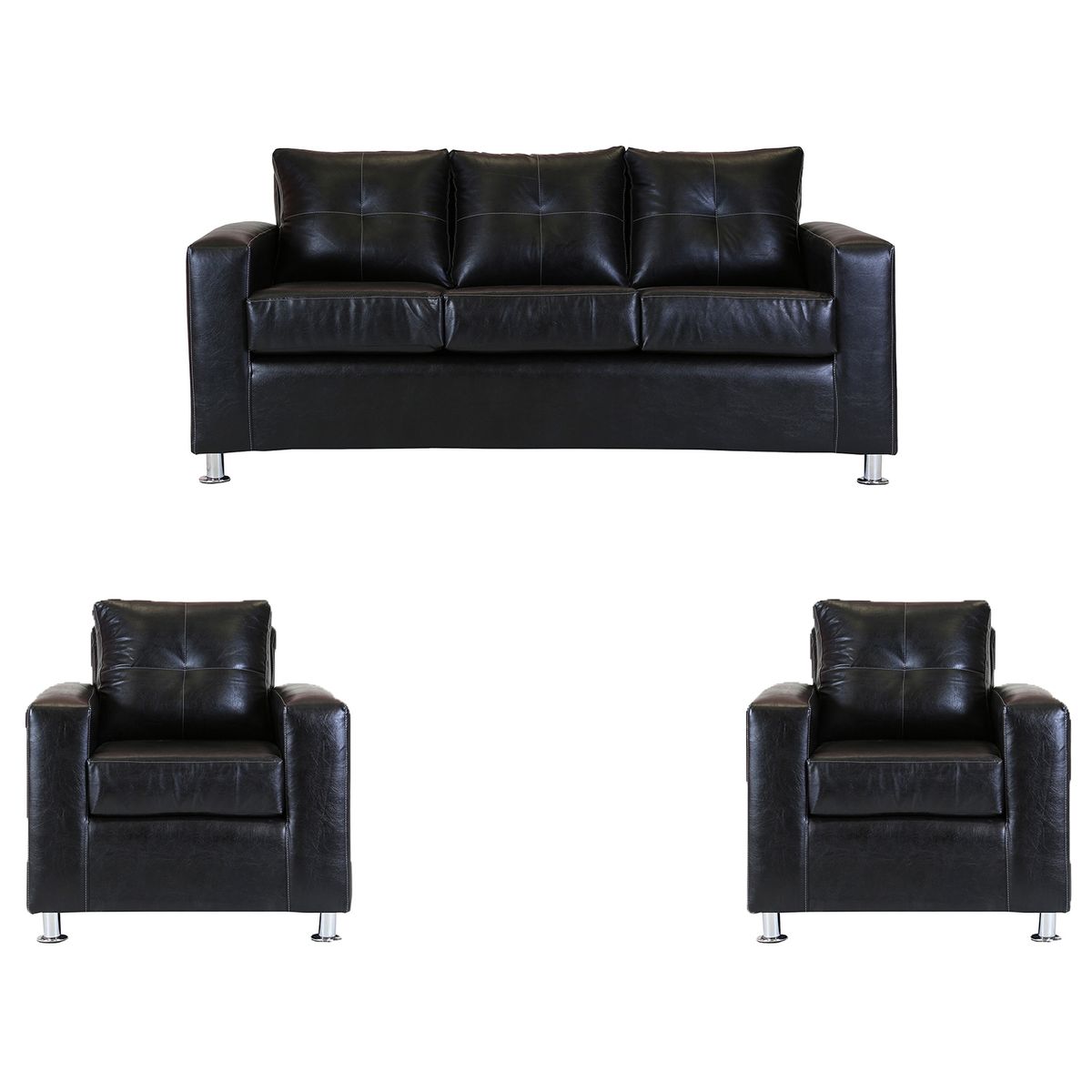MUEBLES AMERICA - Living George 311 Cuero PU Negro