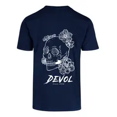 DEVOL COMPANY - Polera Gnarly Flowers Azul Navy Devol Logo Tropical