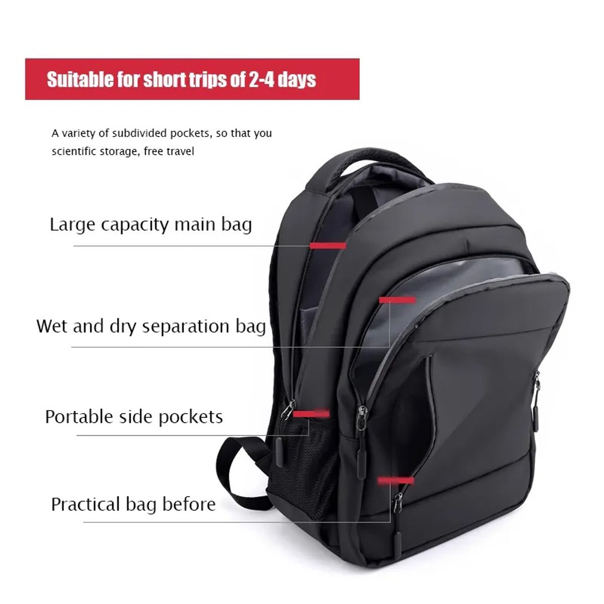 GENERICO - Mochila para Laptop impermeable con puerto USB 39 Litros ideal Viajes