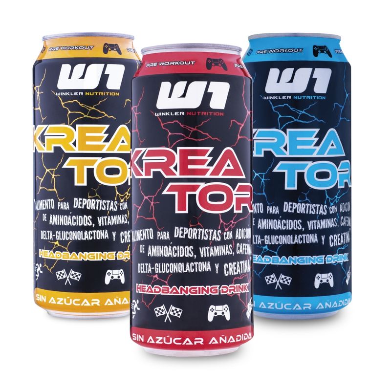 WINKLER NUTRITION - 6 Bebidas energéticas Kreator Mix sabores 300mg cafeína 473 cc
