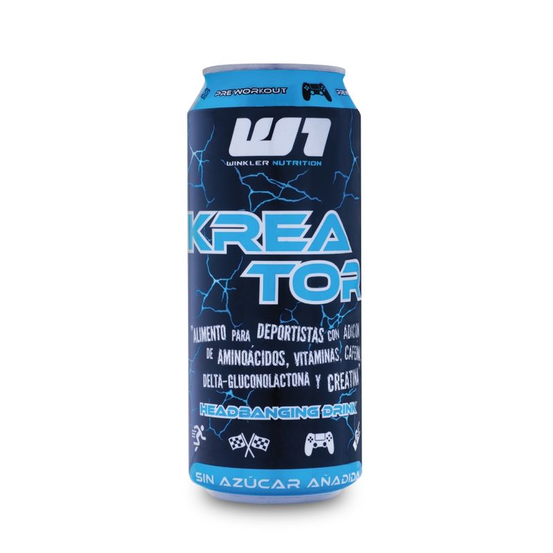 WINKLER NUTRITION - 6 Bebidas energéticas Kreator Blue Aggression 300mg cafeína 473 cc