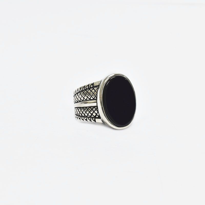 ROSETT - Anillo ovalado con piedra y argolla con diseño Plata ley 925
