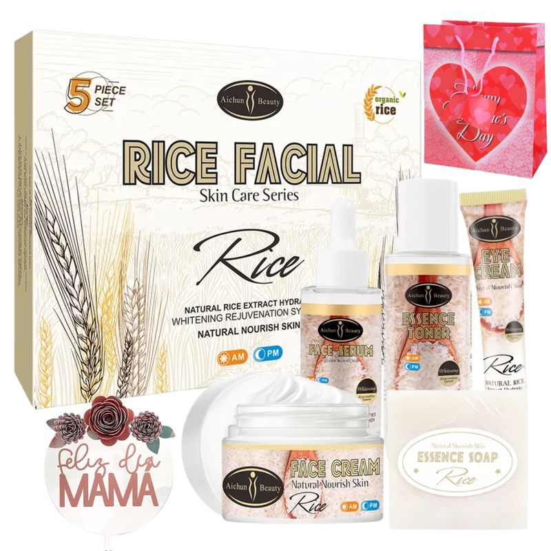 AICHUN BEAUTY - Set De Arroz Serum Crema Jabón Tónico Contorno De Ojos.-