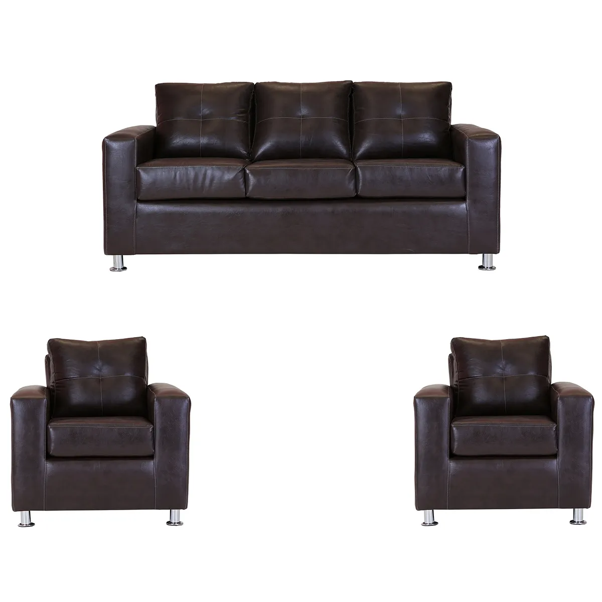 MUEBLES AMERICA - Living George 311 Cuero PU Café Moro