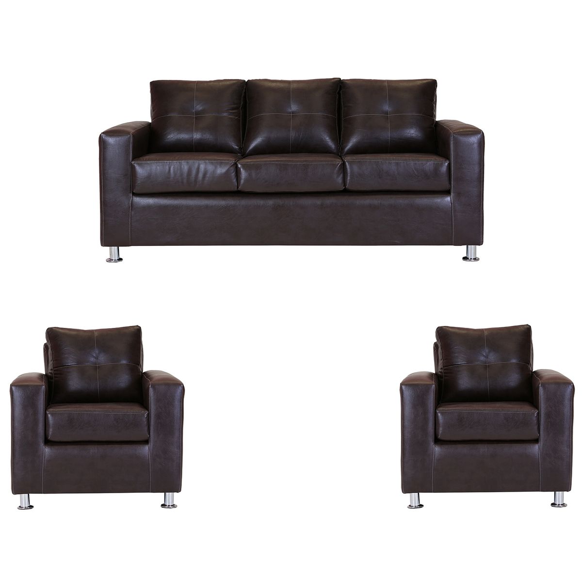MUEBLES AMERICA - Living George 311 Cuero PU Café Moro