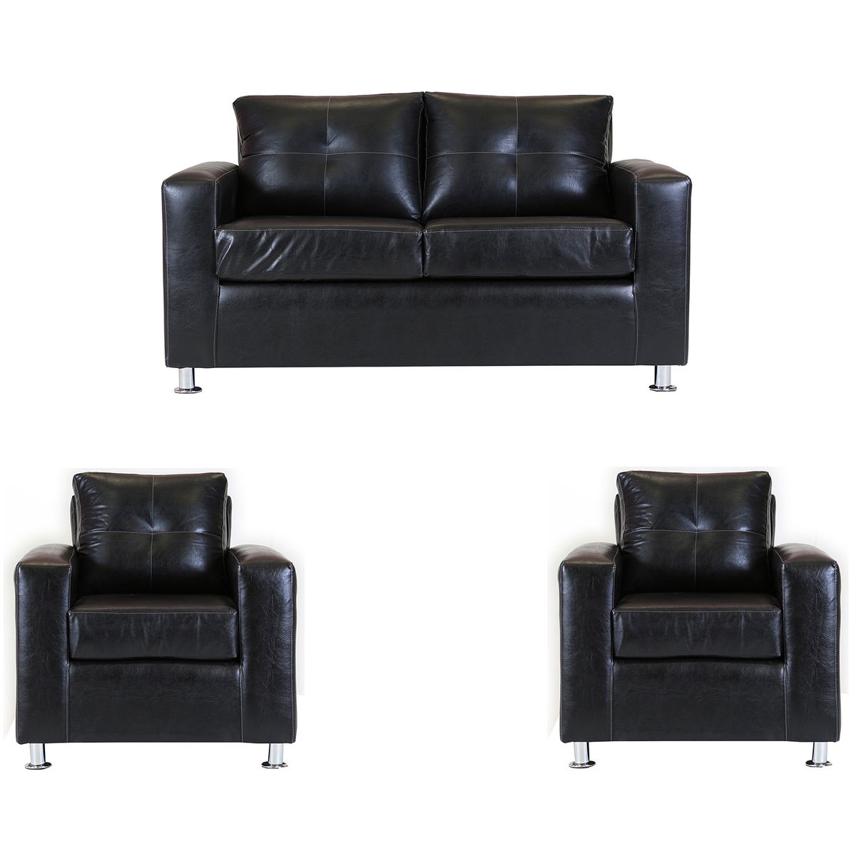 MUEBLES AMERICA - Living George 211 Cuero PU Negro