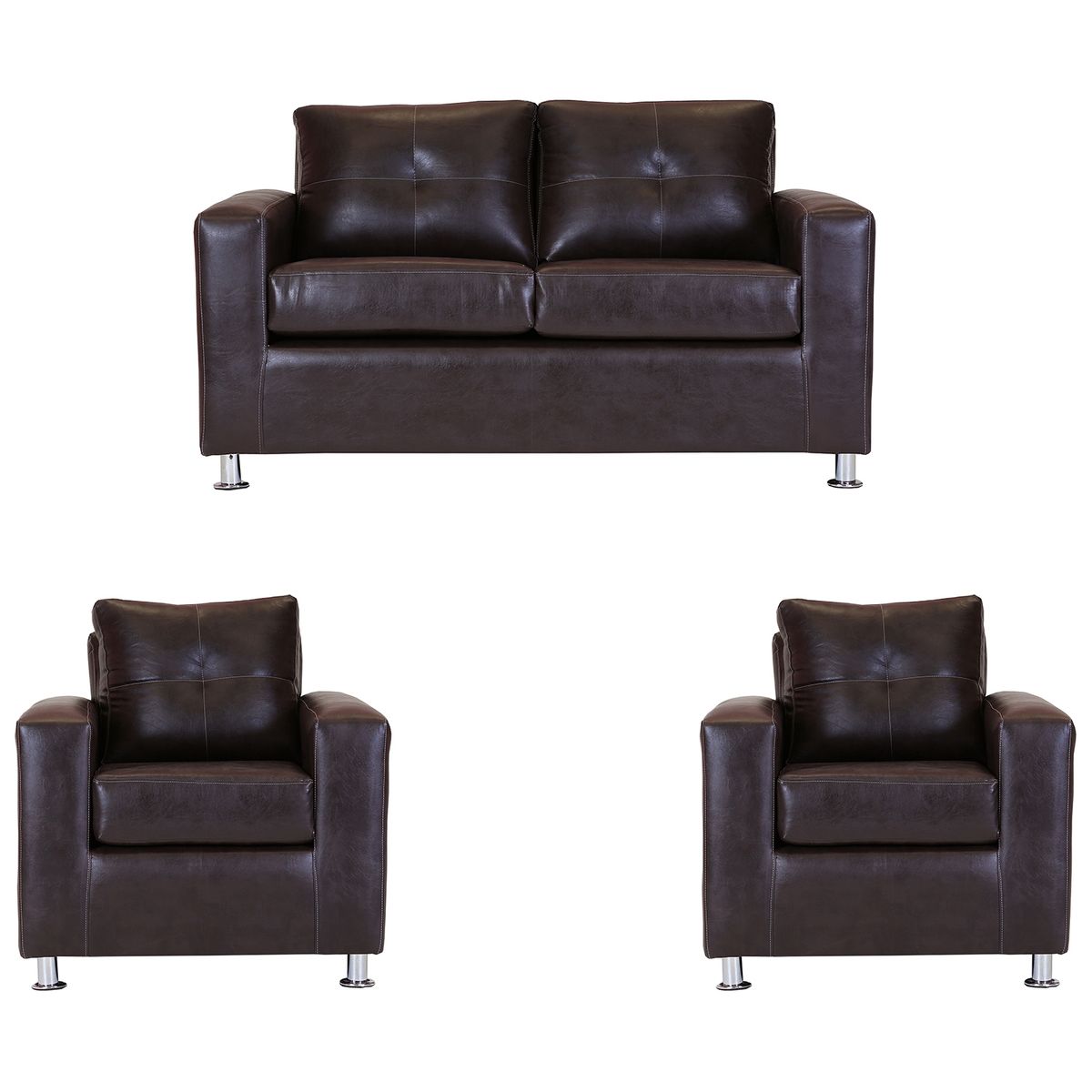 MUEBLES AMERICA - Living George 211 Cuero PU Café Moro