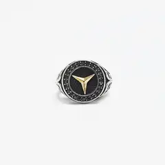 ROSETT - Anillo halo en circones y argolla con diseño Plata 925