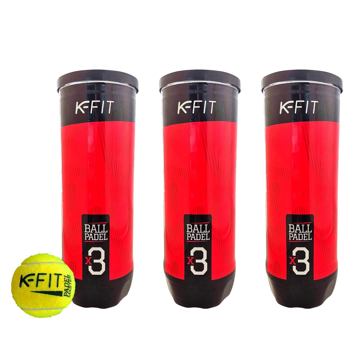 K FIT - Pack 3 Tarros pelotas padel K-FIT 9 unidades