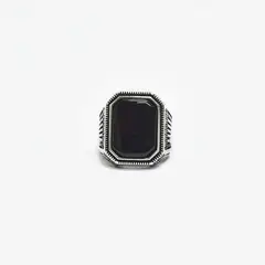 ROSETT - Anillo cuadrado con circones a los lados Plata 925