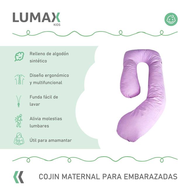 LUMAX - Cojin Maternal Grande Para Embarazada Morado Metinca