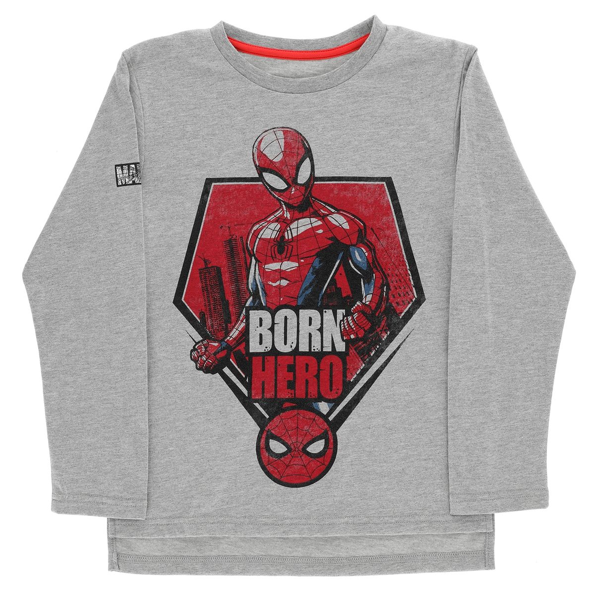 MARVEL - Polera Manga Larga Niño Gris Spiderman Marvel