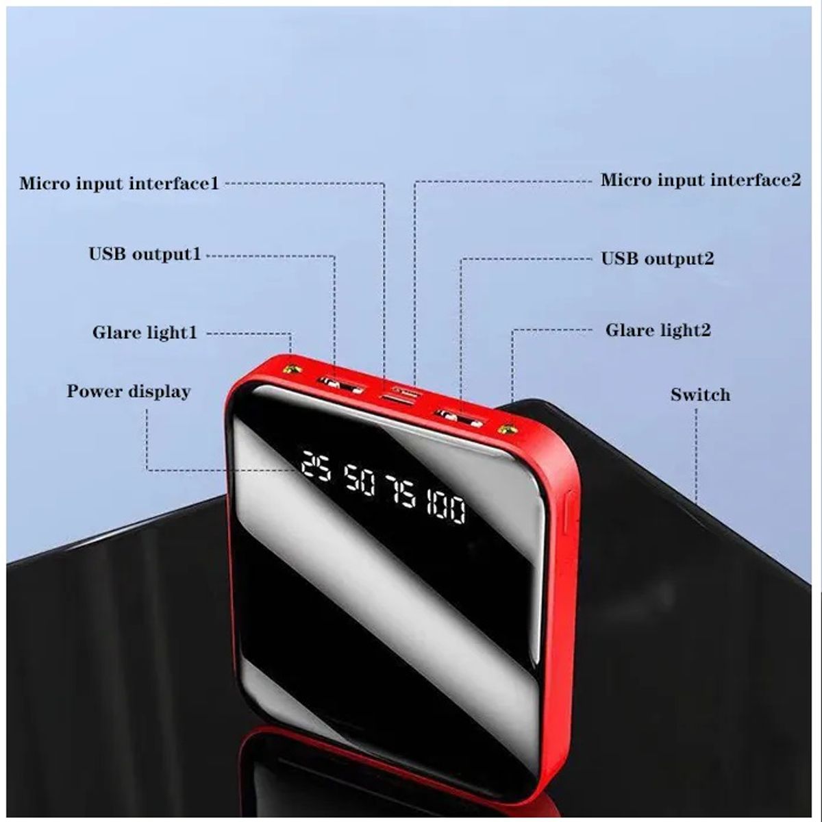 GENERICO - Cargador Portátil Power Bank 10000 mAh 2USB Micro USB Linterna