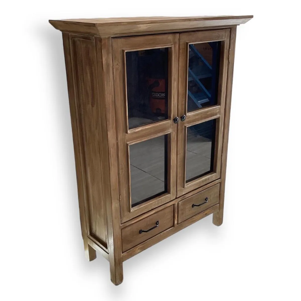 TAIKKEE - VITRINA RUSTICA DOS CAJONES GRIS DEC