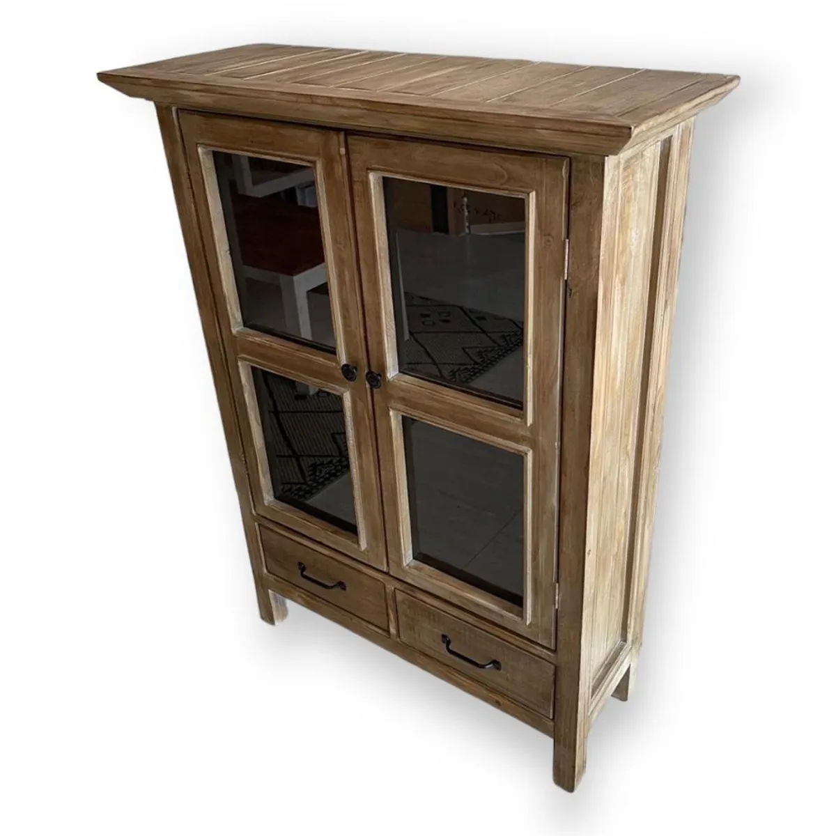 TAIKKEE - VITRINA RUSTICA DOS CAJONES GRIS DEC