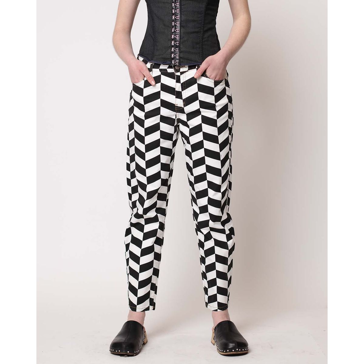 MOMCHIC - Jeans Mom Estampado Rombo