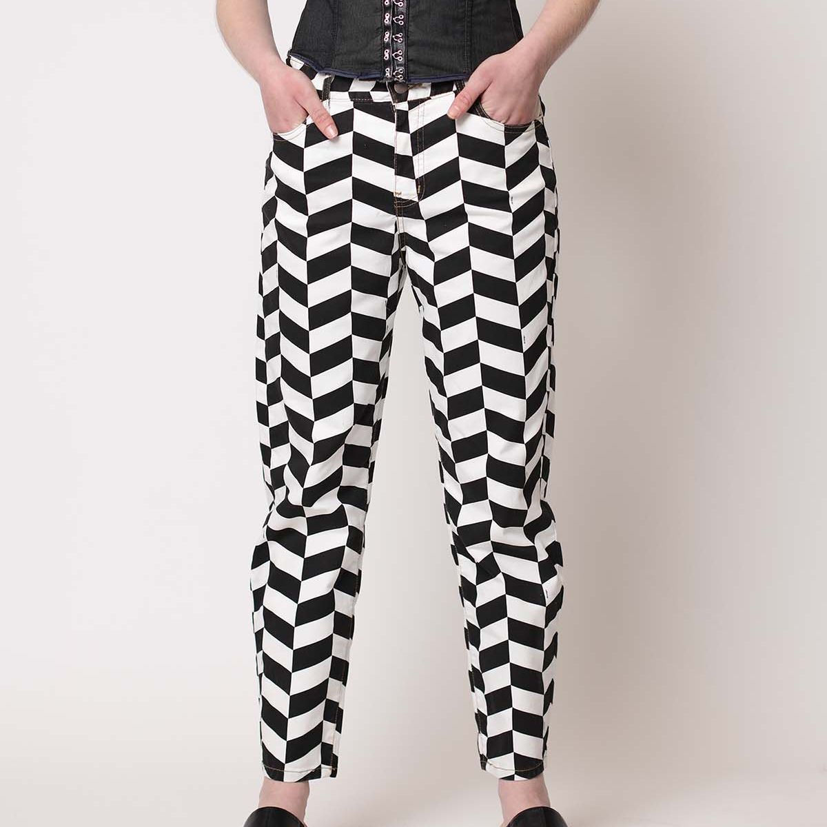 MOMCHIC - Jeans Mom Estampado Rombo