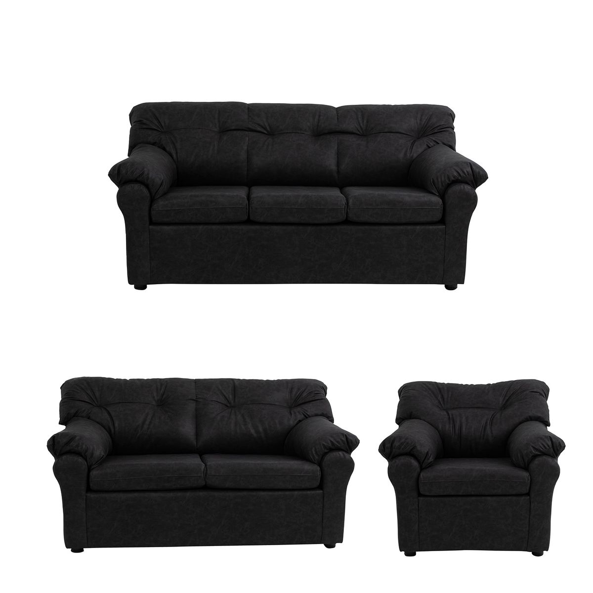 MUEBLES AMERICA - Living América 321 Cuero Auris Negro