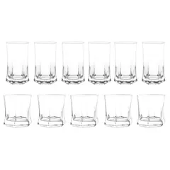 CRISTAR - Pack 24 Vasos Altos Bajos Vivaldi Vidrio Tragos Bebidas