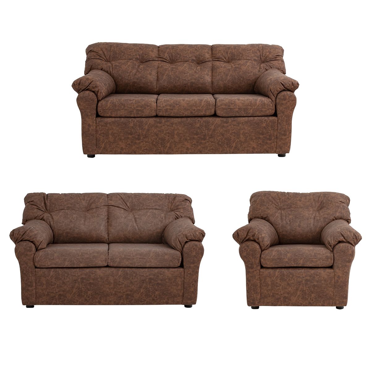 MUEBLES AMERICA - Living América 321 Cuero Auris Café.