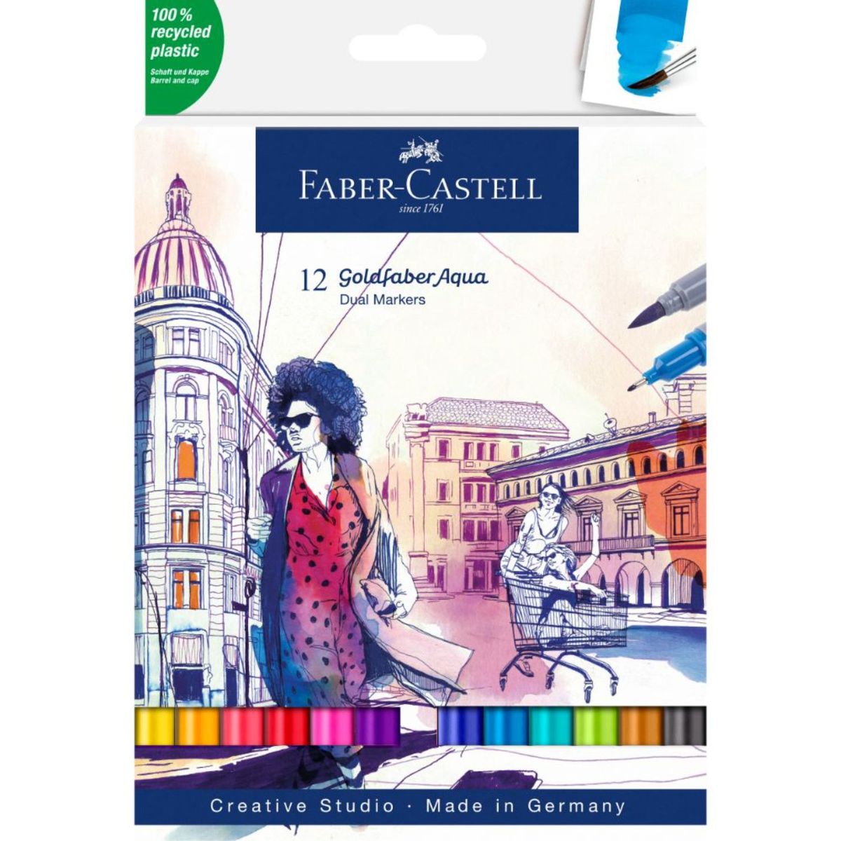 FABER-CASTELL - Marcador Dual Goldfaber Aqua Faber-Castell x12 Colores