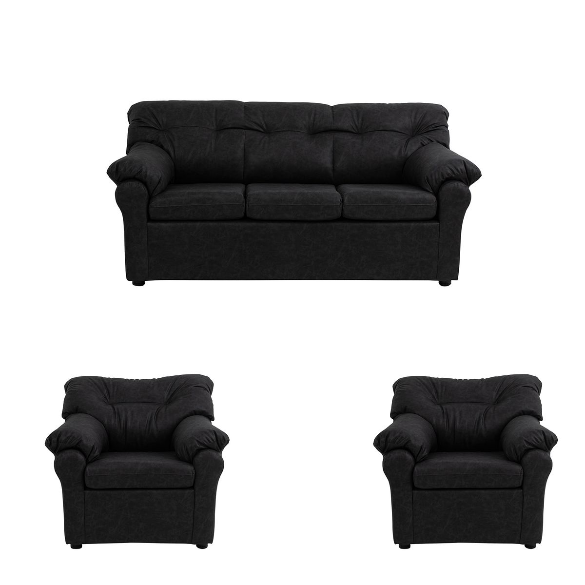 MUEBLES AMERICA - Living América 311 Cuero Auris Negro