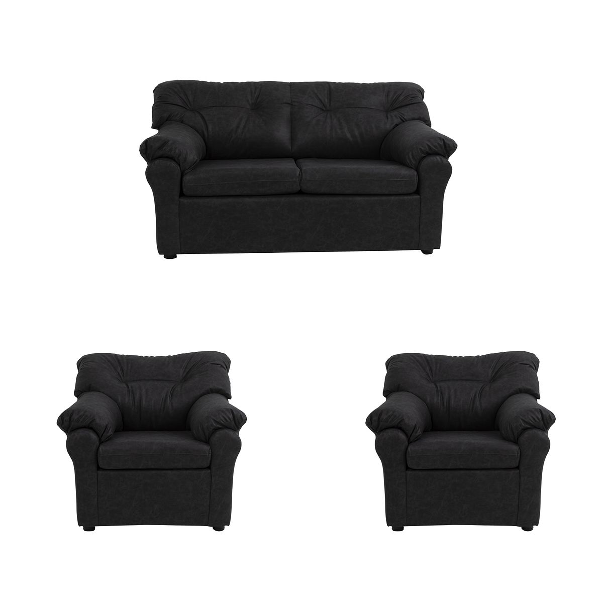 MUEBLES AMERICA - Living América 211 Cuero Auris Negro