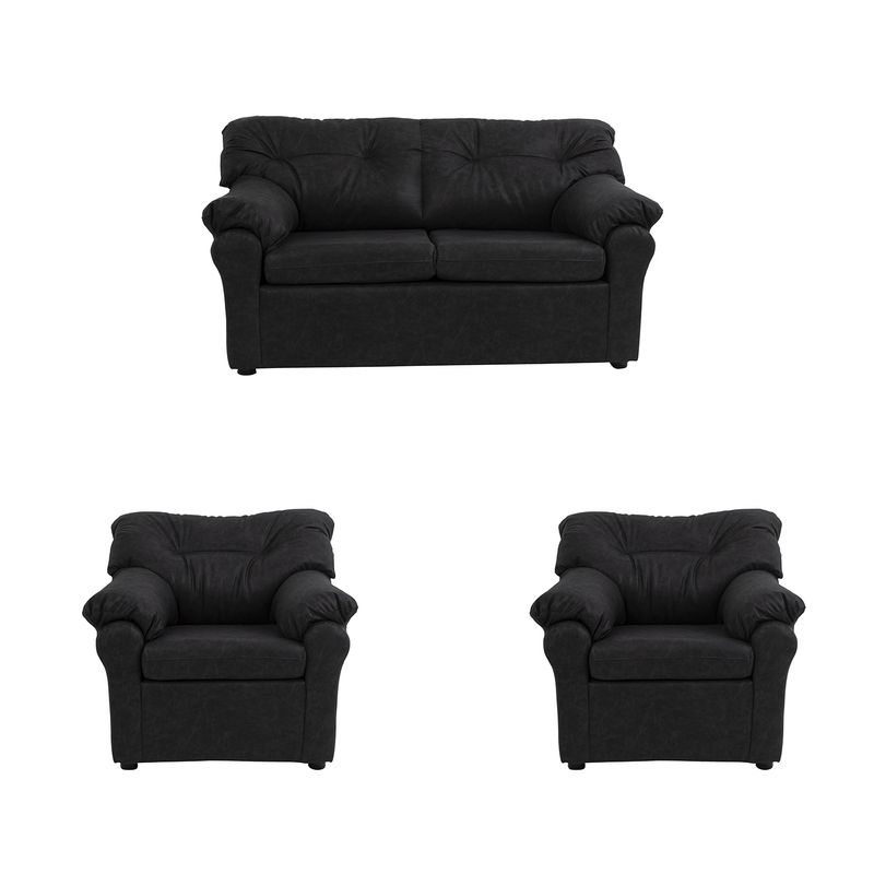MUEBLES AMERICA - Living América 211 Cuero Auris Negro