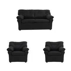MUEBLES AMERICA - Living América 211 Cuero Auris Negro