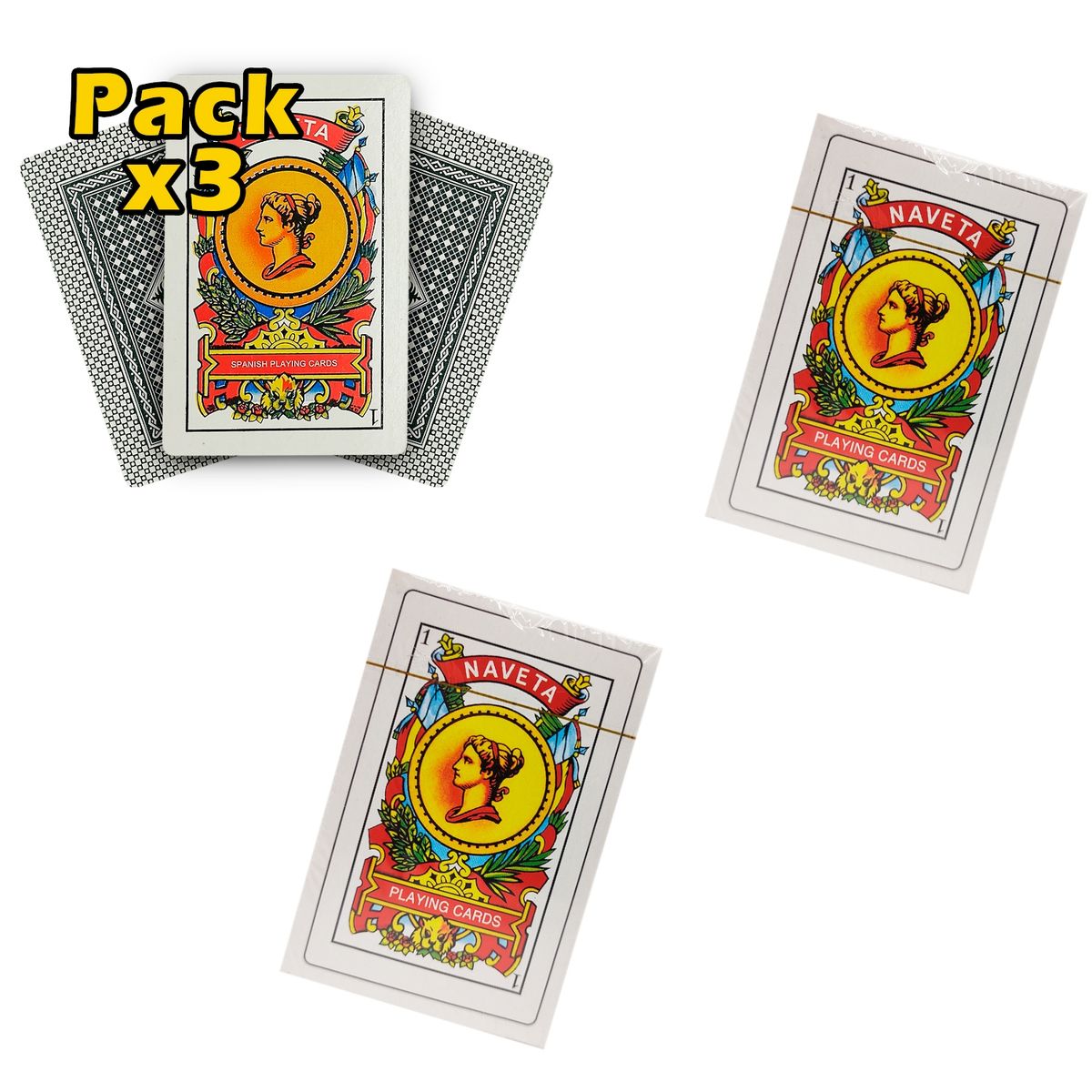 GENERICO - Pack X3 Cartas Naipe Baraja Español Juego de Cartas…