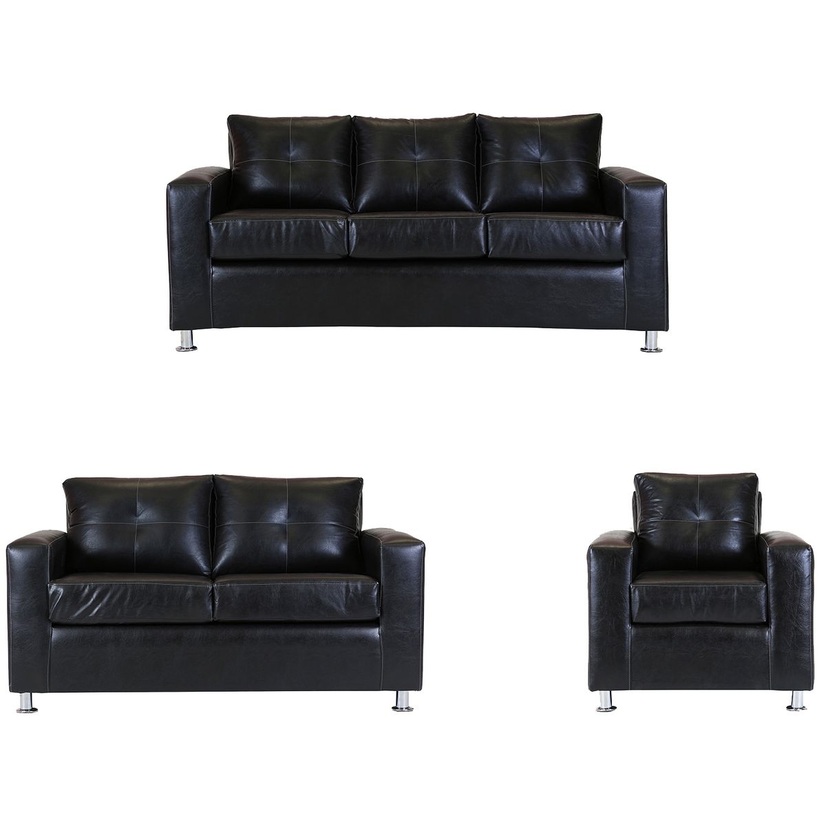 MUEBLES AMERICA - Living George 321 Cuero PU Negro