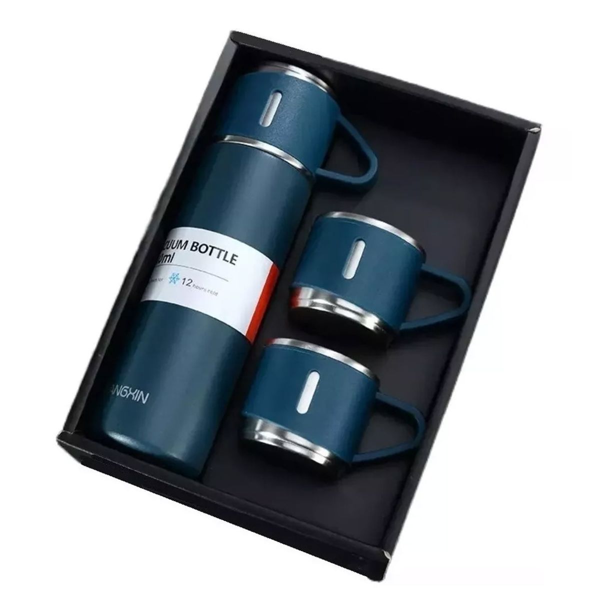 GENERICO - Set Termos Para Agua Caliente Termo Cafe + 2 Tazas 500 Ml Azul