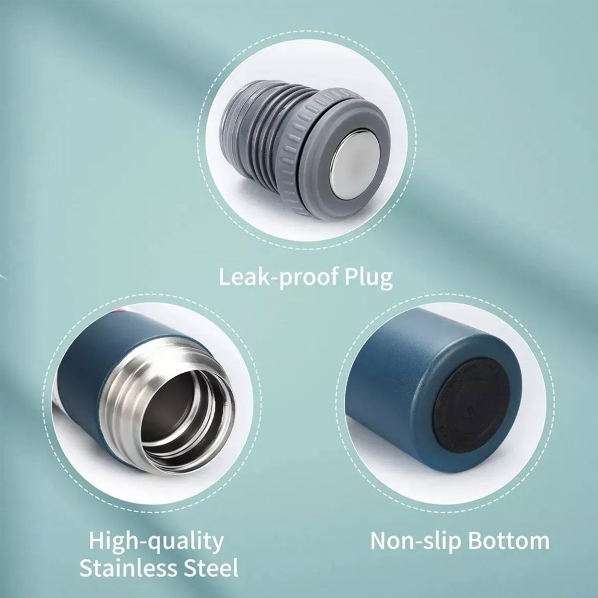 GENERICO - Set Termos Para Agua Caliente Termo Cafe + 2 Tazas 500 Ml Azul