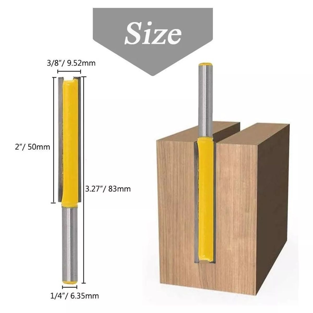 KUANGYE - Fresa De Madera Recta Larga Toma 14 50mm Corte Y 76mm Corte