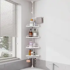 GENERICO - Esquinero DE Baño Inoxidable 4 Estantes +Toallero+ Altura Ajustable…